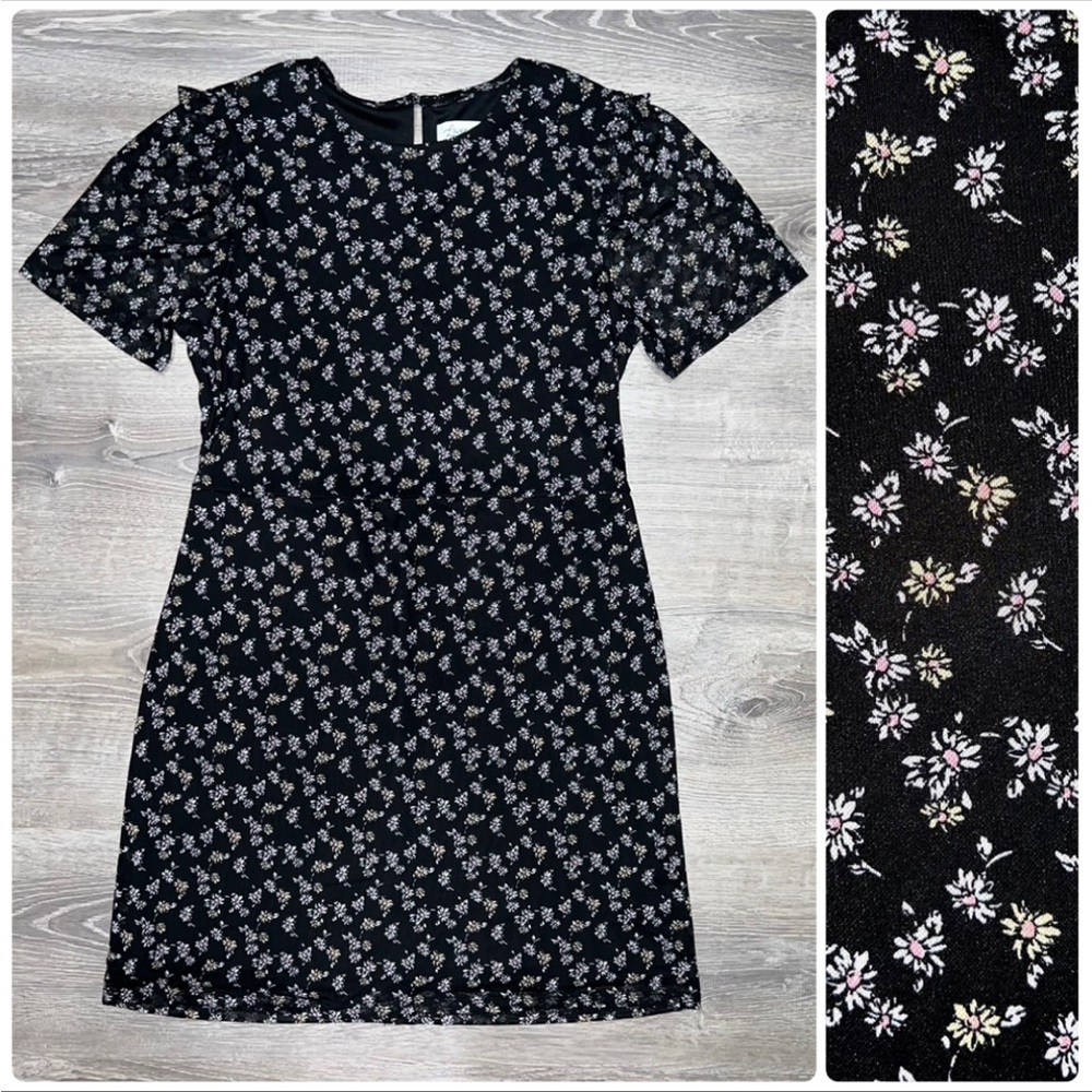 Lavender Moon Floral Black and White Sheath Dress size XL